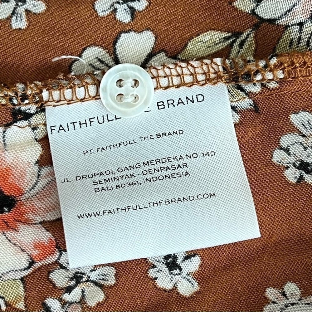 Faithfull The Brand Vinci Mini Dress Brown Floral Tie Front Size 6 - Picture 7 of 9